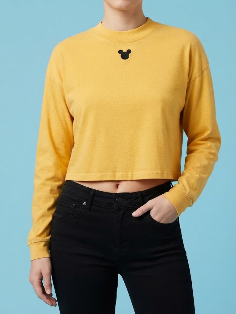 Disney Yellow Long Sleeve Crop Top